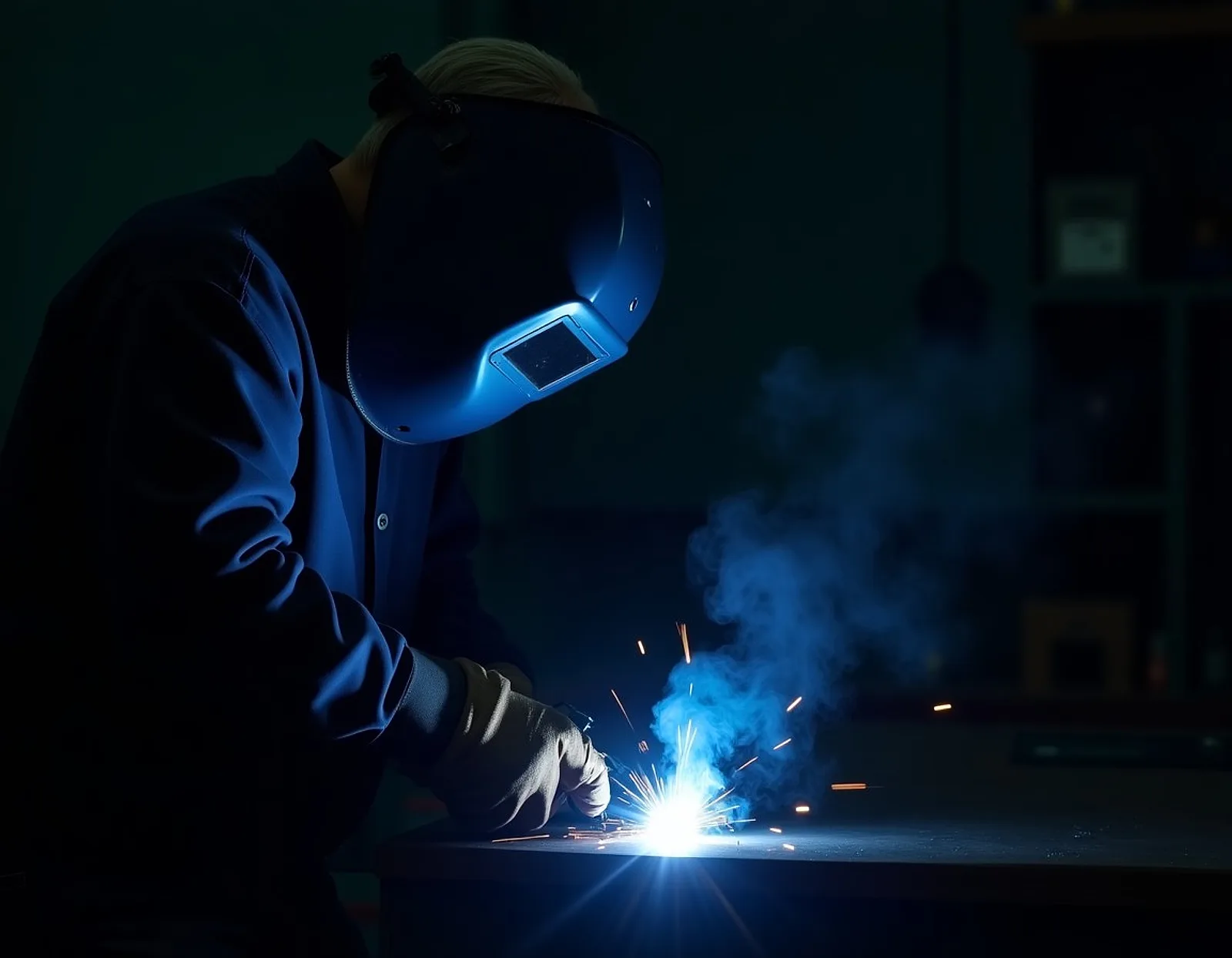 Welder performing a pipe welding test